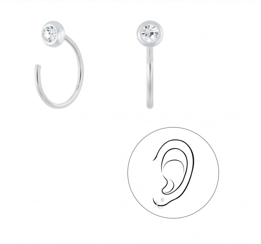 Earring - CZ twisted Bar Ear Huggers