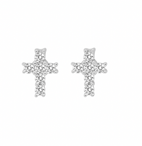 CZ Cross Stud Earrings - 3 colours