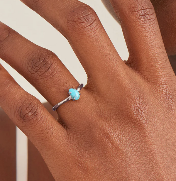 Making Waves - Turquoise Wave Adjustable Silver Ring