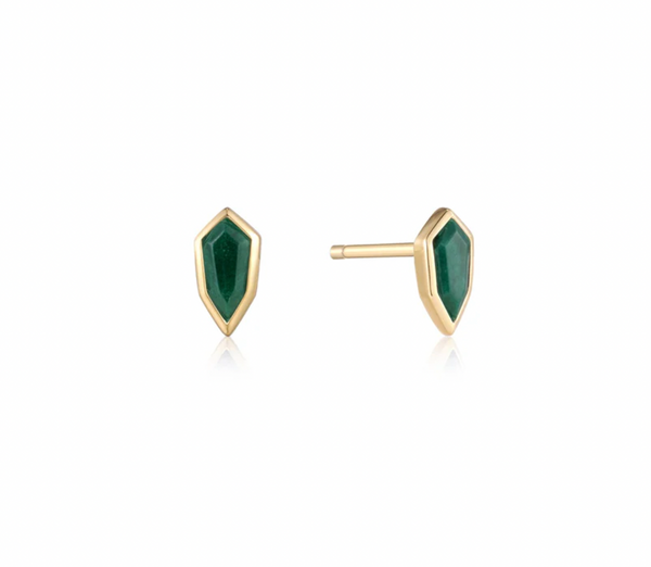 Second Nature - Malachite Emblem Gold Stud Earrings