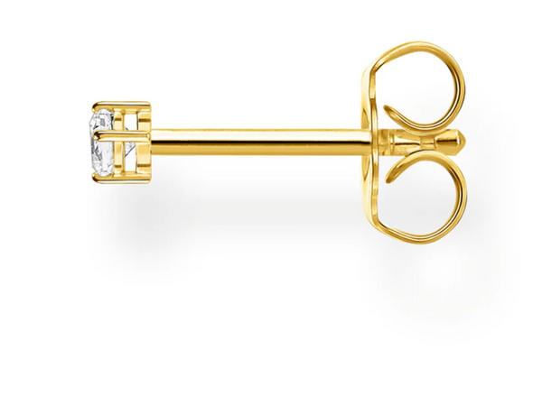 CZ White Stone Gold Ear Single Studs