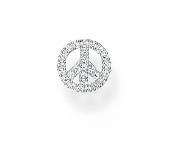 Peace with CZ Silver Ear Single Studs