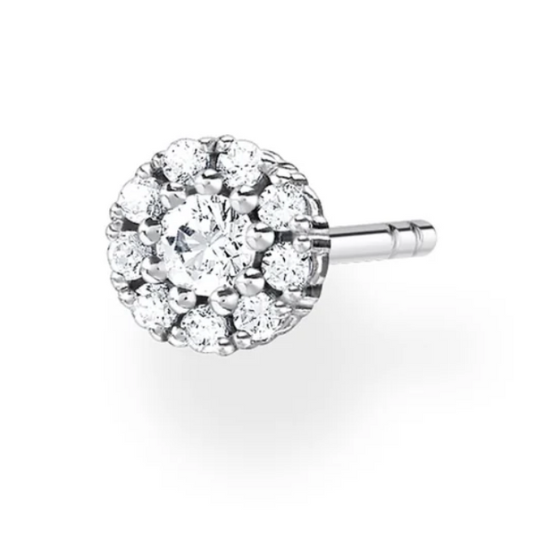 Round Pave CZ Ear Single Studs - 2 colours