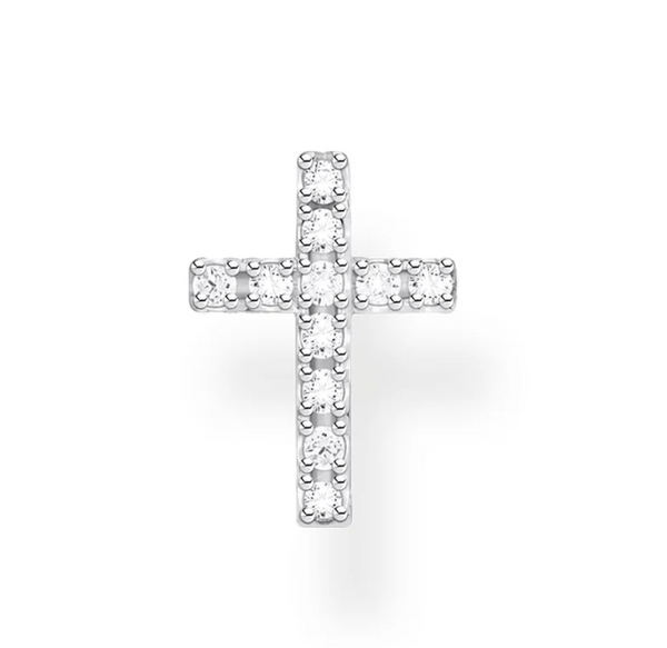 Cross with CZ Silver Ear Single Studs