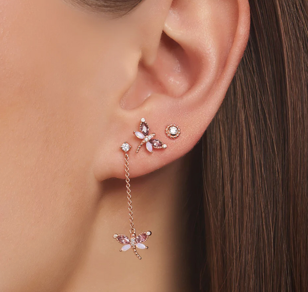 Happy Moments: Dragonfly Rosegold Ear Single Studs