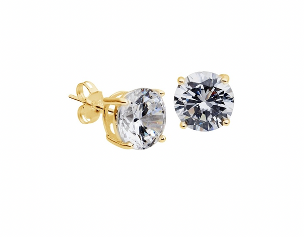 Earring -  Round Cubic Zirconia Gold Studs