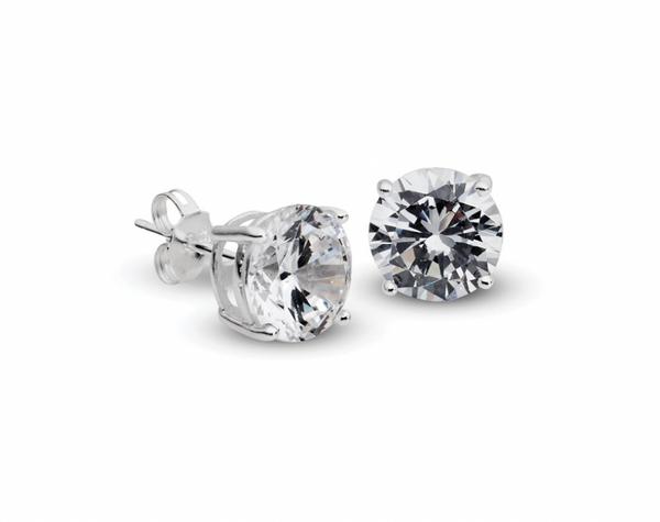 Earring -  Round Cubic Zirconia Silver Studs