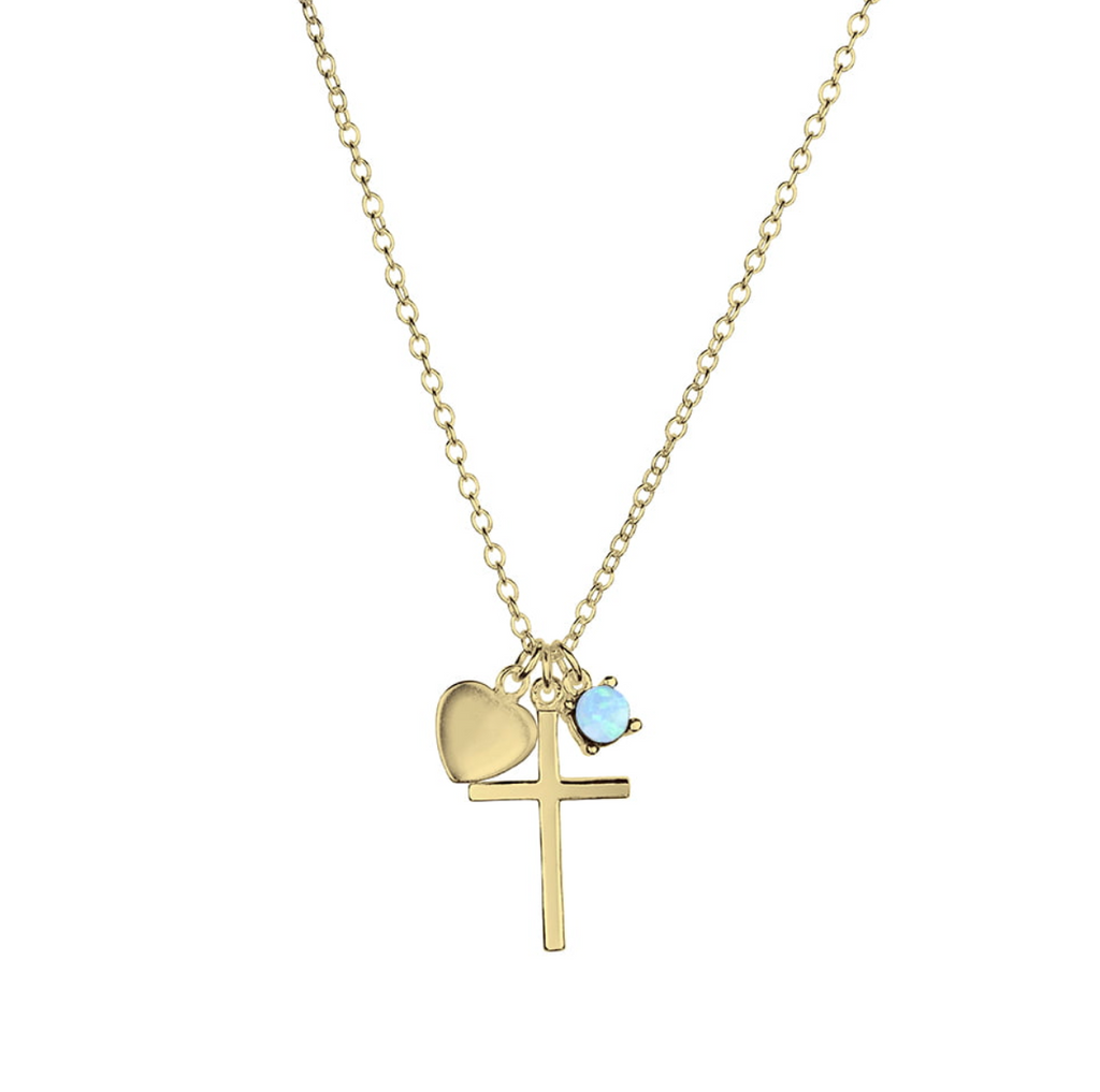 Necklace-  Cross + Charm Necklace