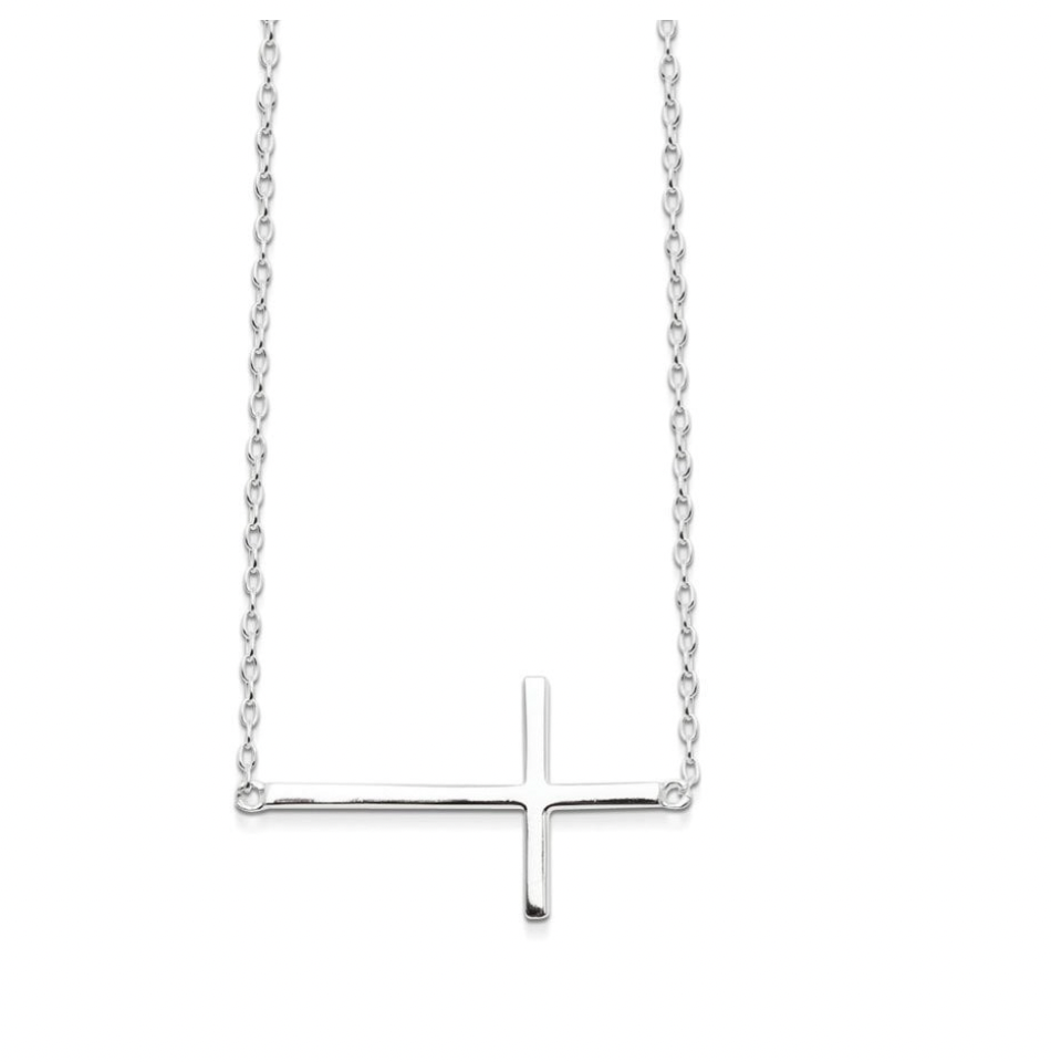 Necklace-  Horizontal Cross Silver Necklace