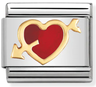 Love - Red Heart with Arrow Gold Charm