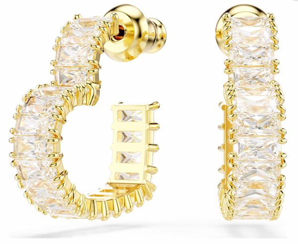 Gold Matrix Heart Hoop Earrings