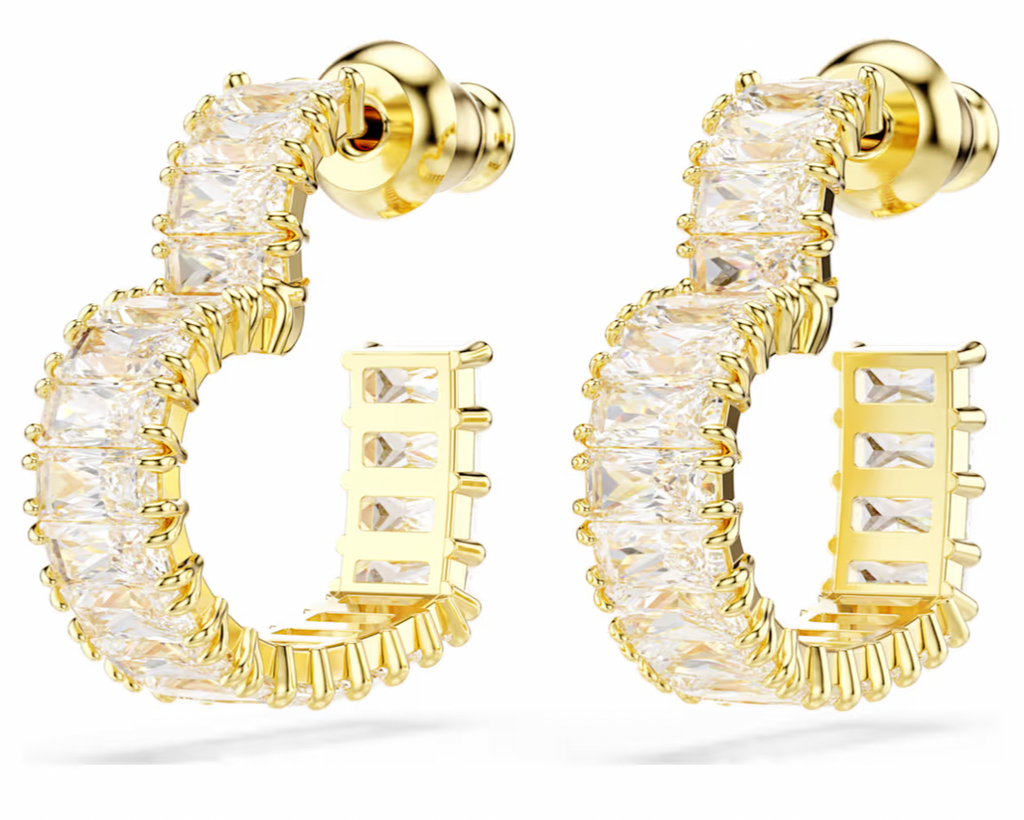 Gold Matrix Heart Hoop Earrings