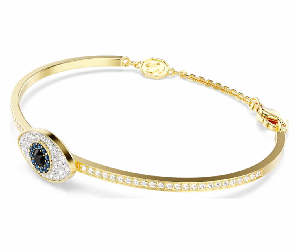 Symbolica Evil Eye Blue, Gold tone Bangle