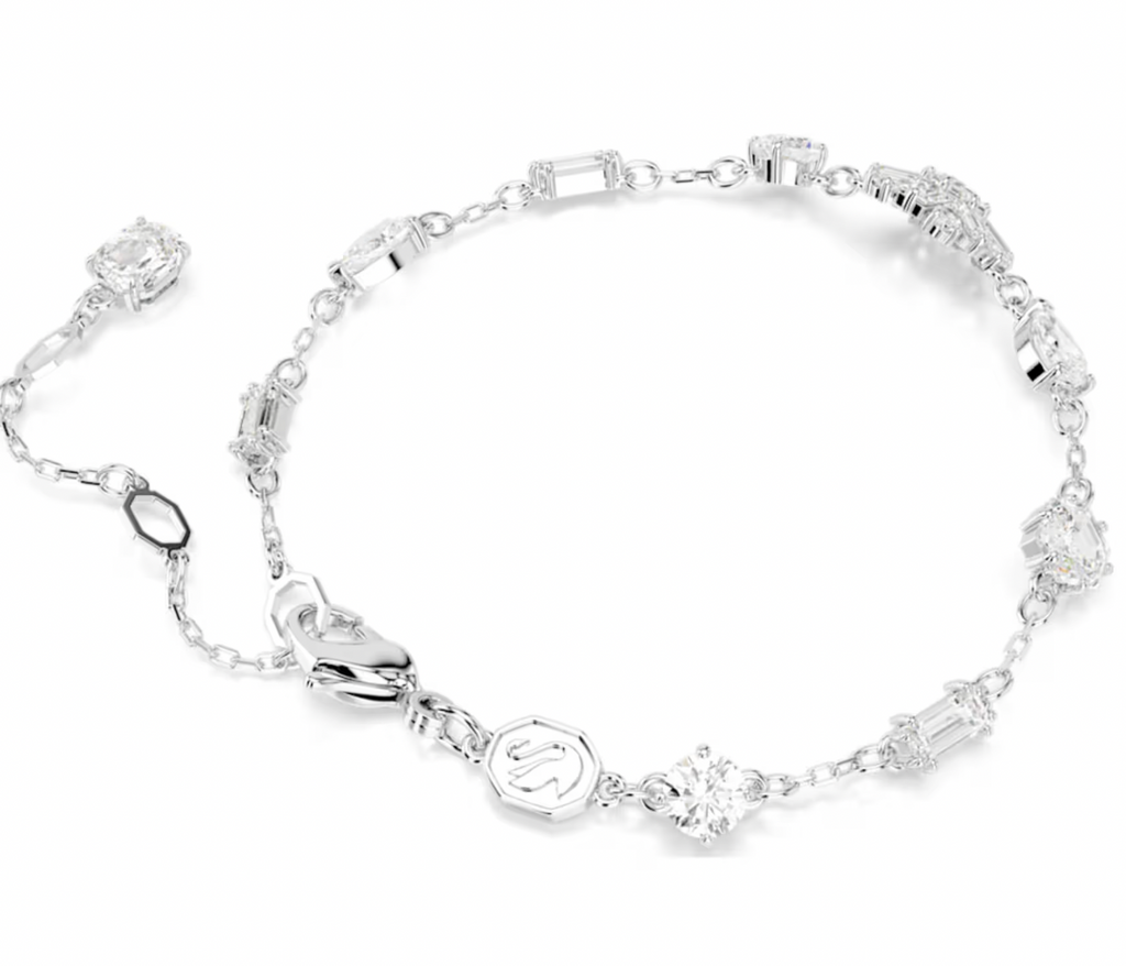 Idyllia Mixed Cut, Snowflake, White Rhodium Plated Stud Bracelet
