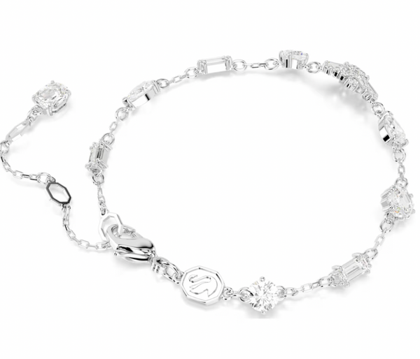 Idyllia Mixed Cut, Snowflake, White Rhodium Plated Stud Bracelet