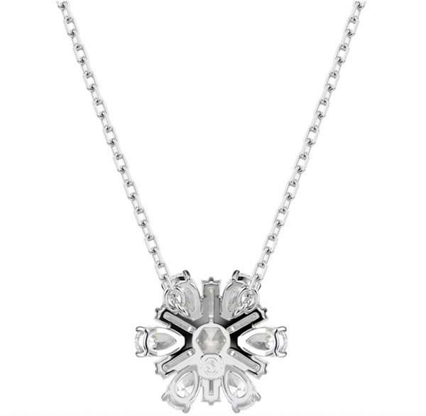 Idyllia Mixed Cuts Snowflake, White, Rhodium Plated Necklace
