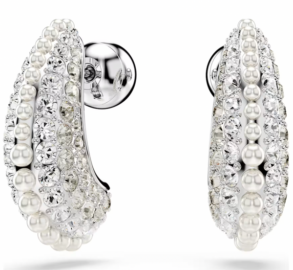 Sublima Crystal Pearl, Round Cut, Small White Drop Earrings