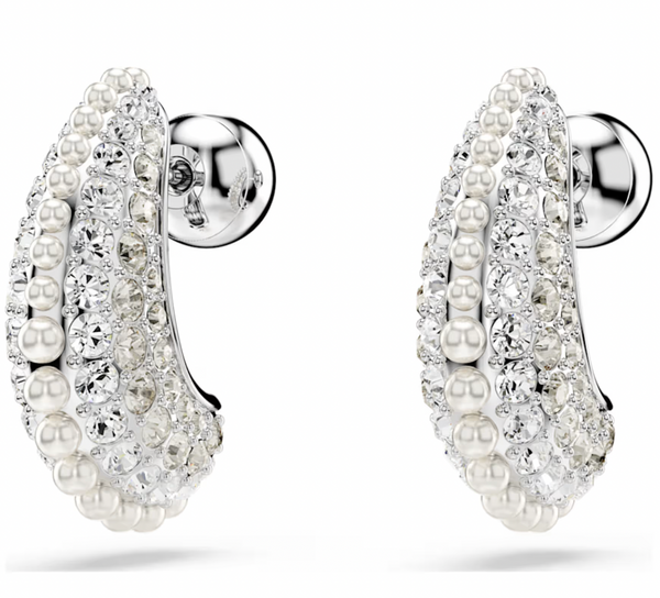 Sublima Crystal Pearl, Round Cut, Small White Drop Earrings