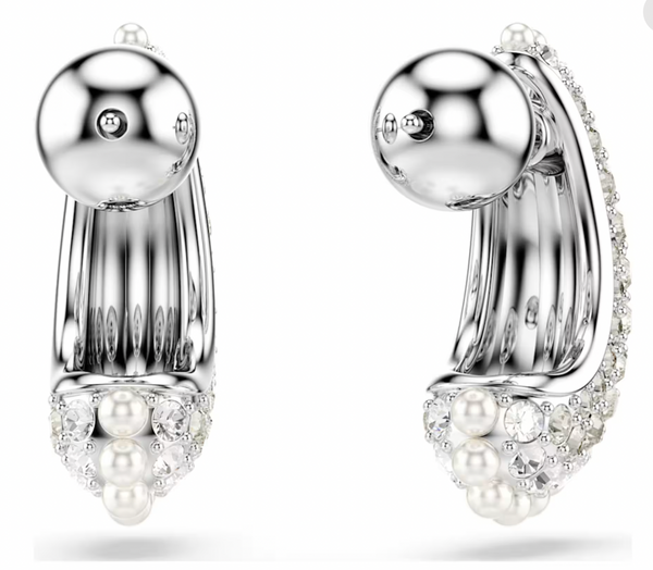 Sublima Crystal Pearl, Round Cut, Small White Drop Earrings