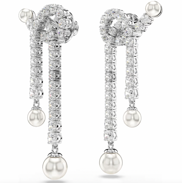 Matrix Crystal Pearl Round Cut, White Drop Earring