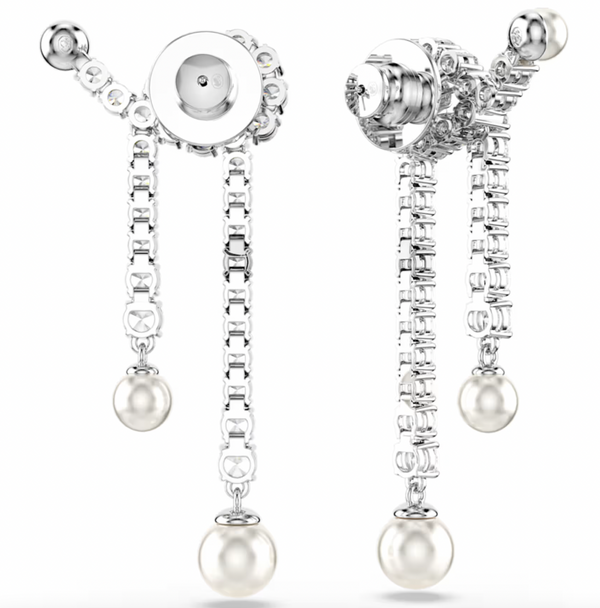 Matrix Crystal Pearl Round Cut, White Drop Earring