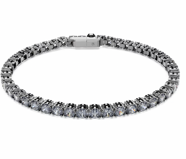 Matrix Round Cut, Grey Ruthenium Plated Tennis Bracelet