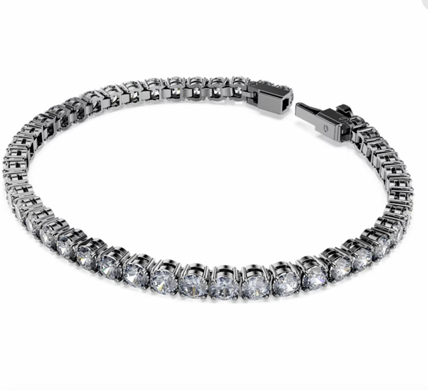 Matrix Round Cut, Grey Ruthenium Plated Tennis Bracelet