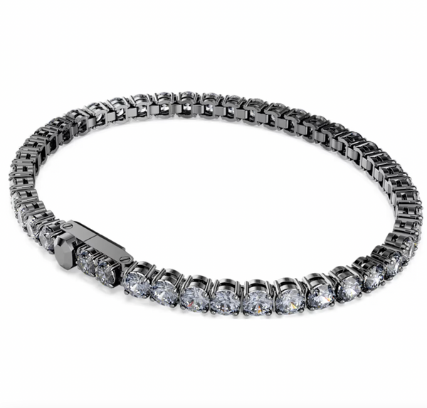 Matrix Round Cut, Grey Ruthenium Plated Tennis Bracelet