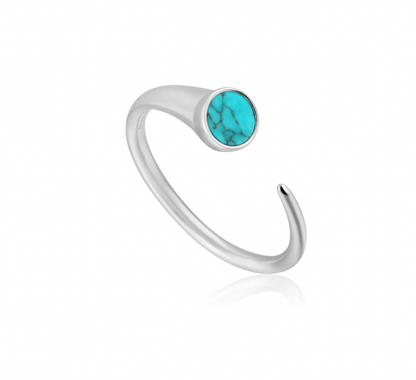 Hidden Gem - Turquoise Adjustable Silver Ring