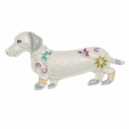 Magnet Brooch - Iris White Dog