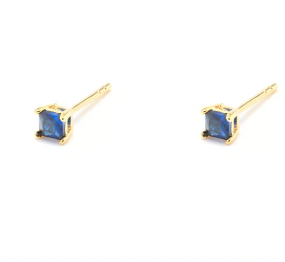 Coloured Square CZ Stud Earrings - 3 colours
