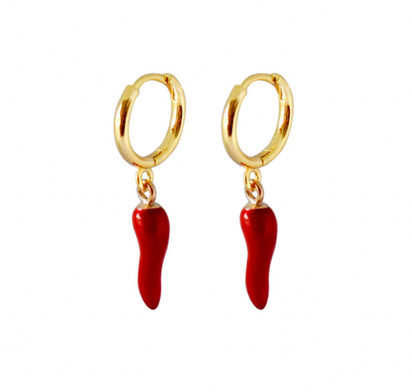 Hot Chilli Gold Huggie Earrings