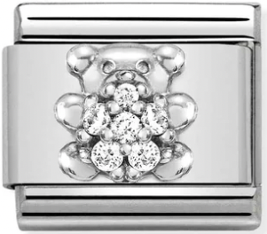 Baby - Teddy Bear with CZ Silver Charm