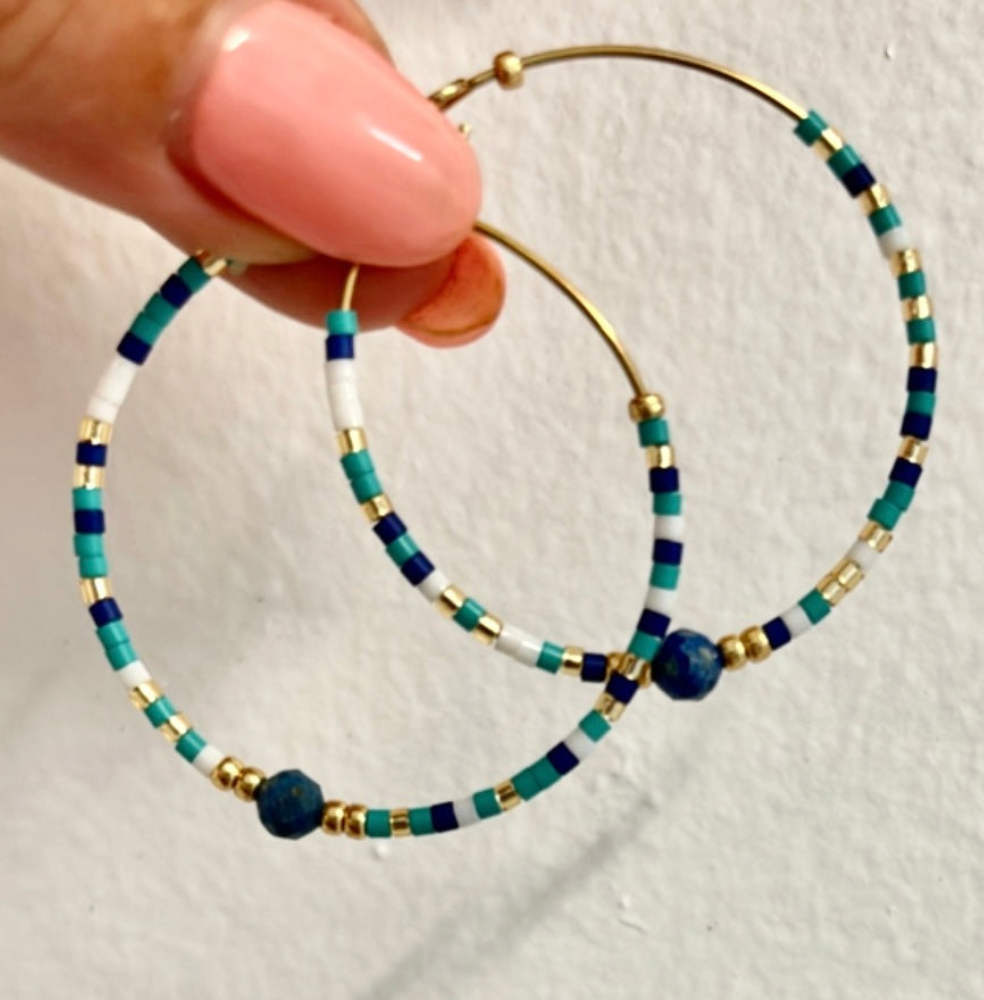 Seline Hoop - Mixed Blues Earring
