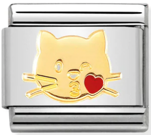 Animals - Cat Kiss Gold Charm