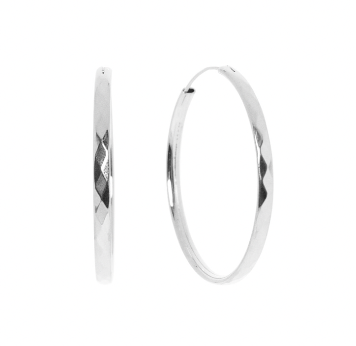 50mm Hammered Hoop Earrings - 2 colours