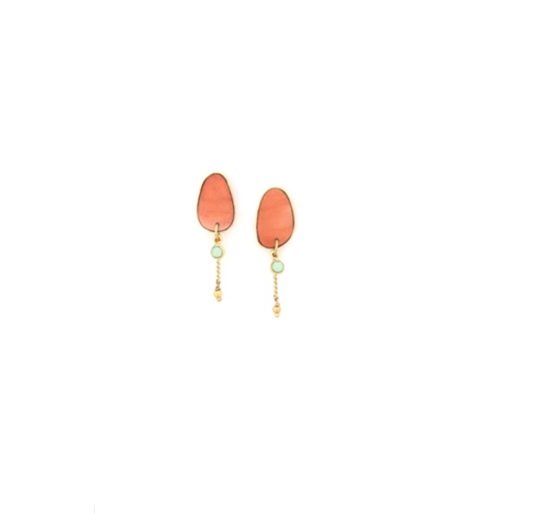 AURORE Oval Post With Chain Dangle Earrings