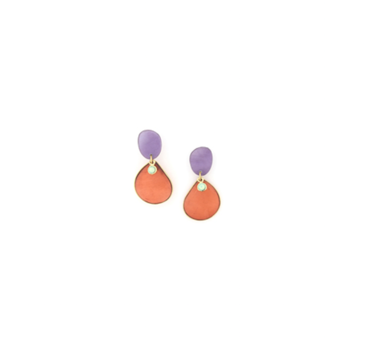 AURORE Bi Colour Violet + Orange Post Earrings