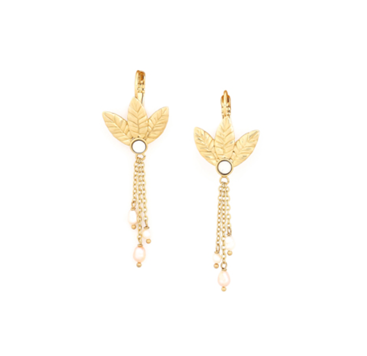 MERRY 3 Leaves FWP French Hook Earrings