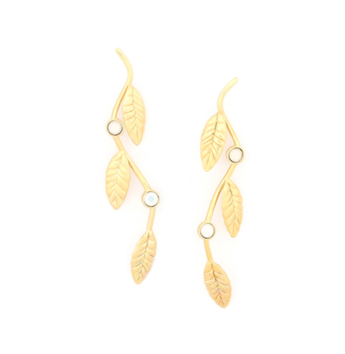 MERRY Stem Leaves Post Earrings