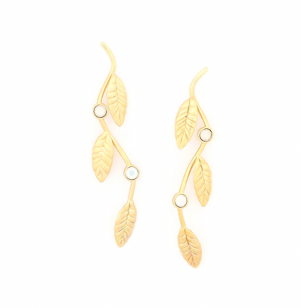 MERRY Stem Leaves Post Earrings
