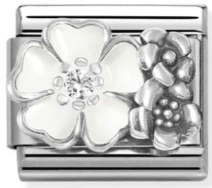 Nature - White Flower Silver Charm