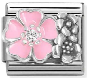 Nature - Pink Flower Silver Charm