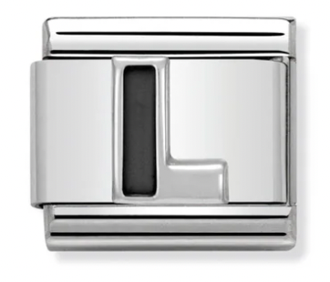 Letters - Black Letter L Silver Charm