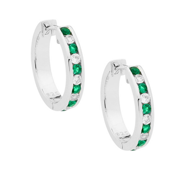 Round Channel 18mm Coloured CZ Hoop Earrings - 2 colours