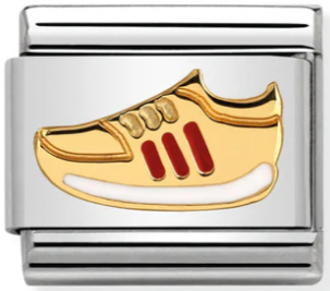 Sports - Red Striped Sneaker Gold Charm
