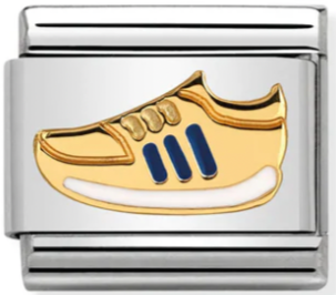 Sports - Blue Striped Sneaker Gold Charm