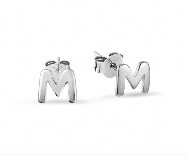 Earrings - Mini Initial Silver Studs