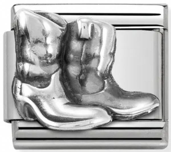 Hobbies - Cowboy Boots Silver Charm