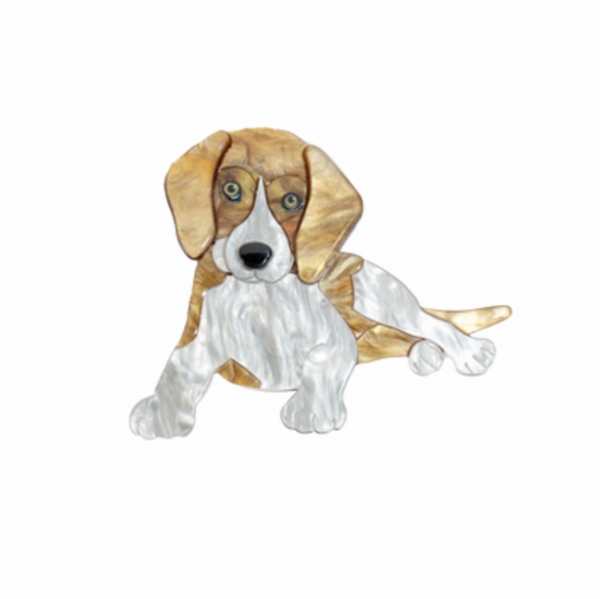 SIA Laying Down Dog Brooch